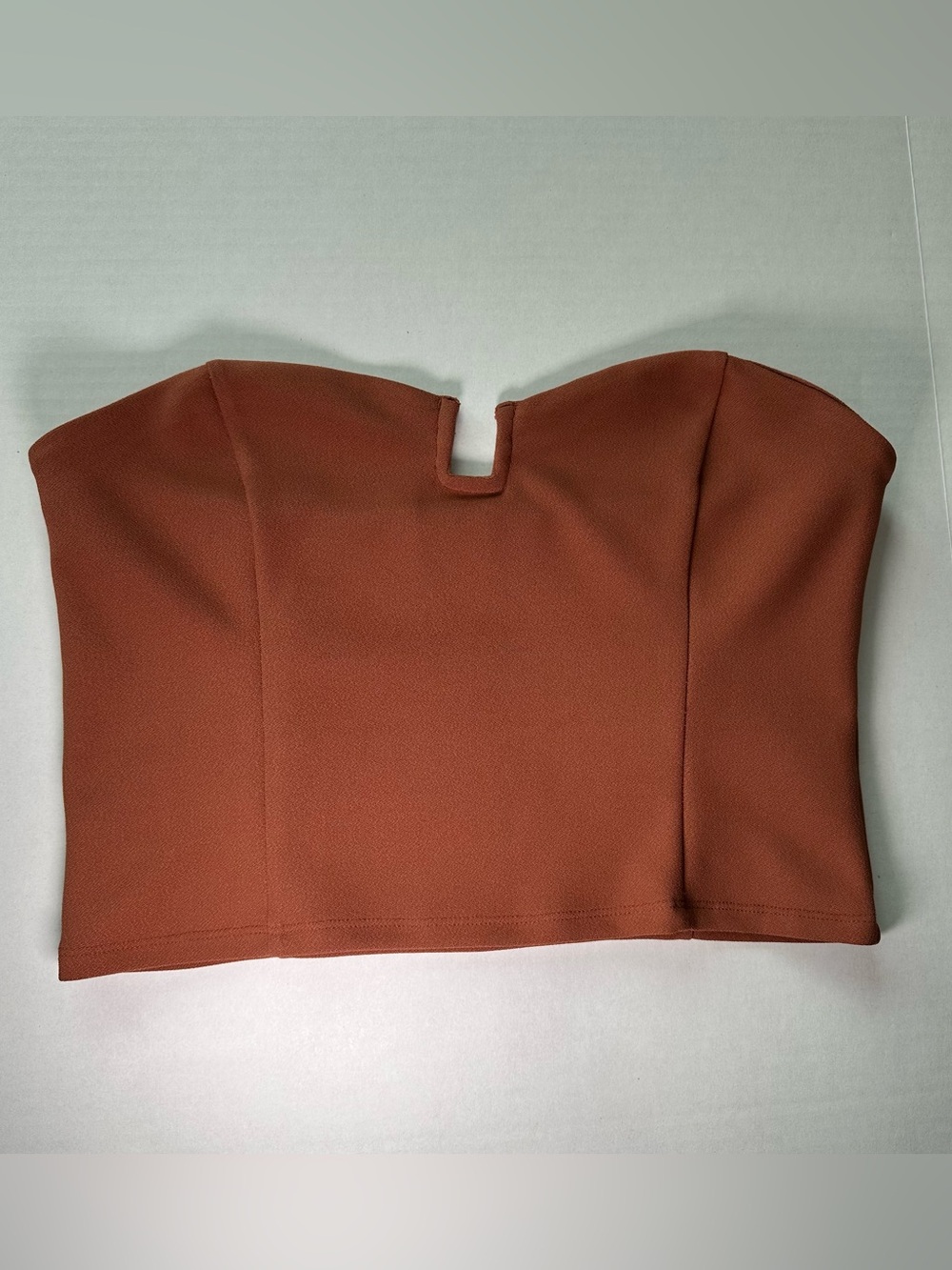 Abercrombie & Fitch Rust-Orange Strapless V-Notch Crop Top